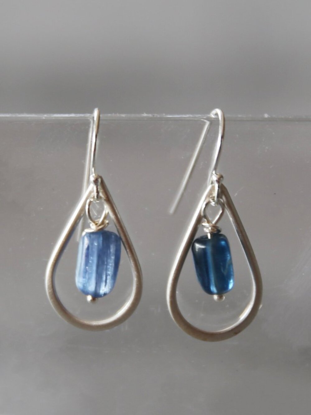 Blue Kyanite and Teardrop Sterling Handmade Earrings